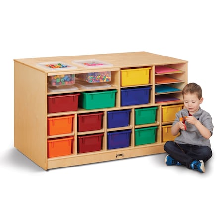 Jonti-Craft Mobile Twin Storage Island, with Colored Trays 6951JC
